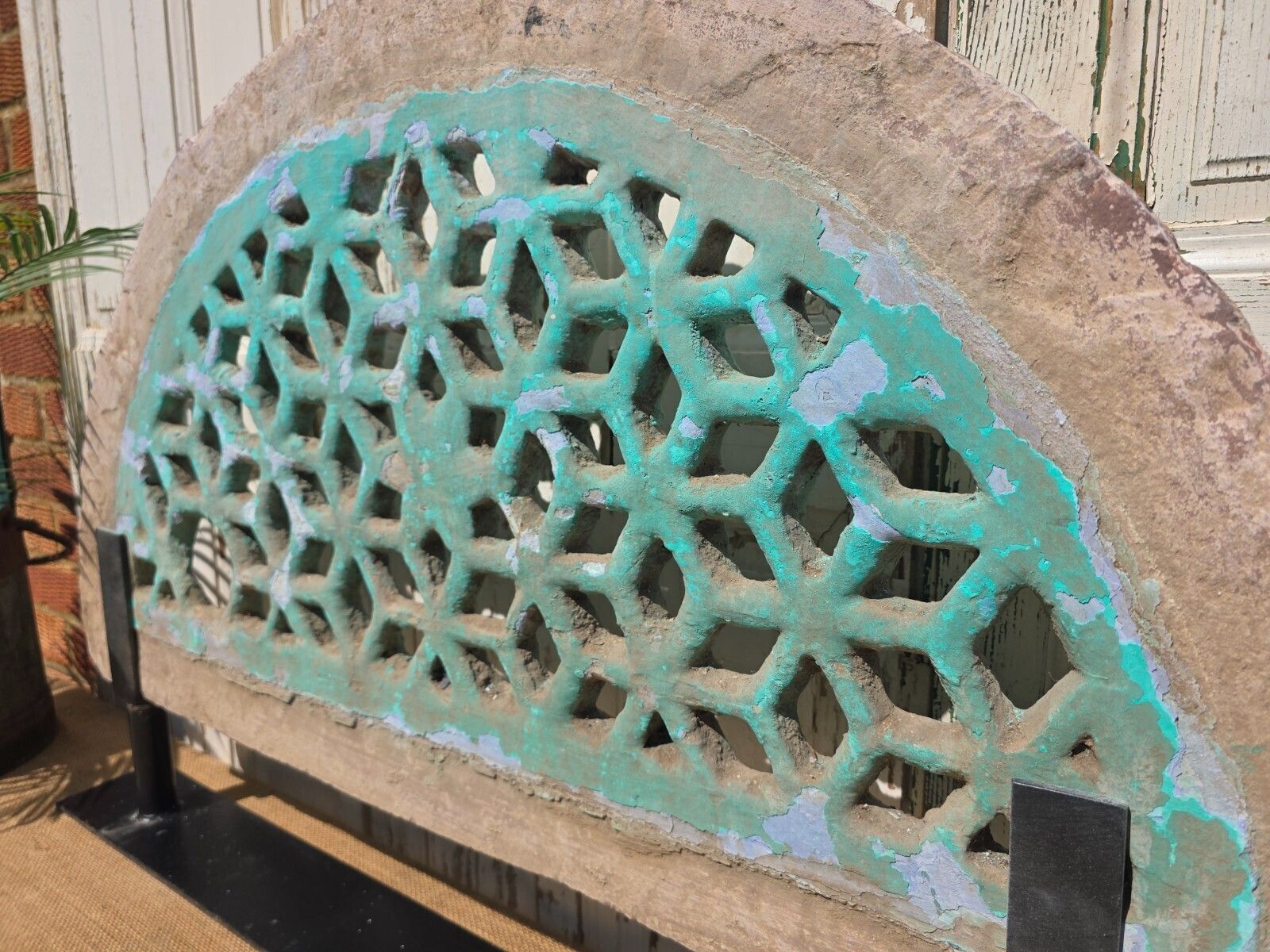 Antique Architectural Carved Stone Panel Jhali Window Fanlight Home Garden Decor photo buy