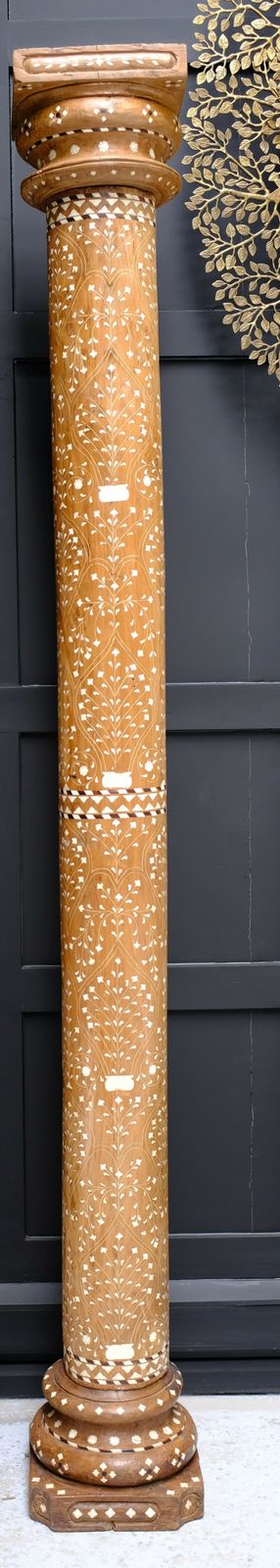 1890s Pair Of Monumental Rajasthani Columns With Hand Carved Camel Bone Inlay – Antique Architectural Pillars From India photo furniture