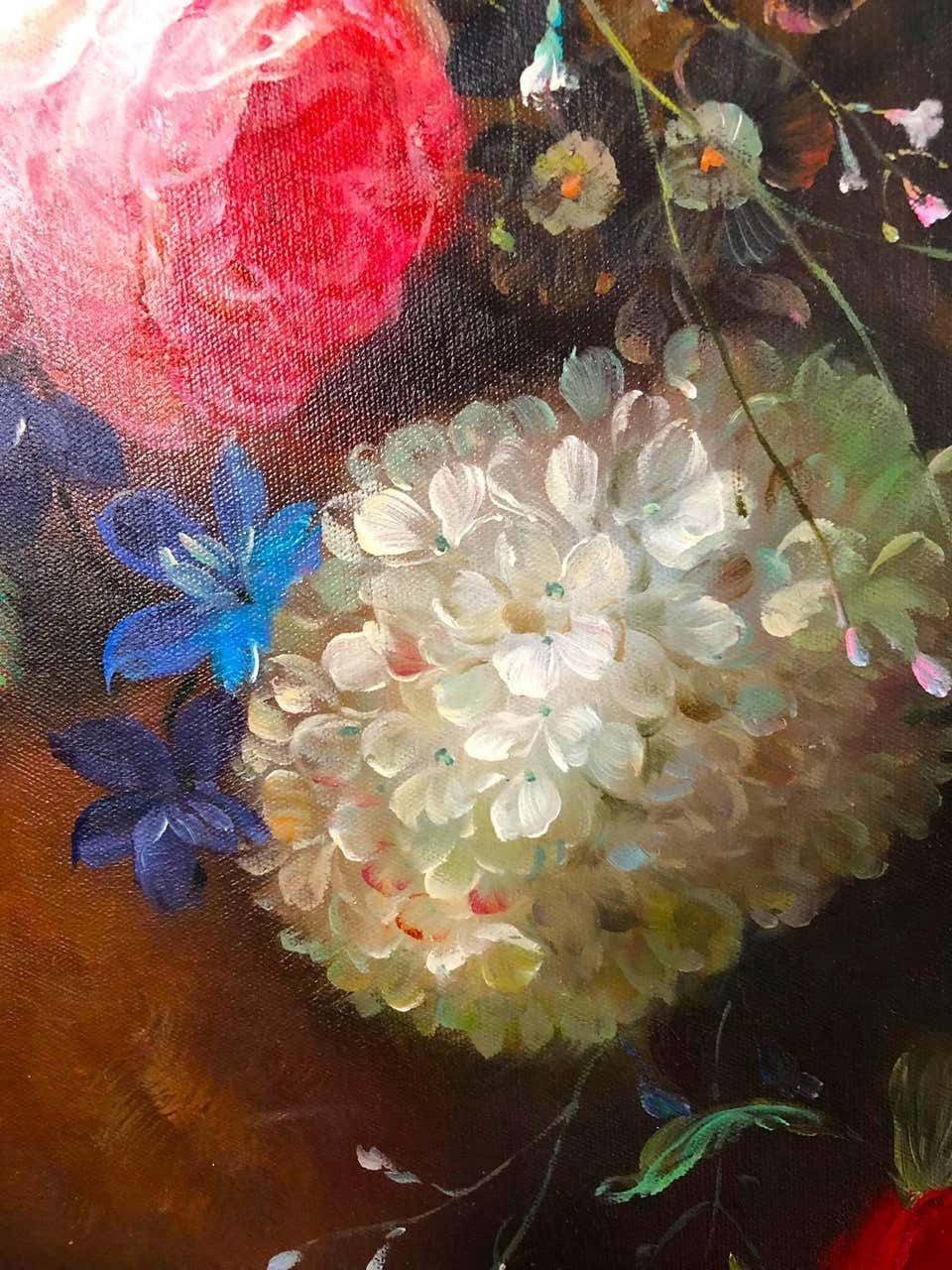 Bouquet Of Carnations Still Life, Signed By S.Pecora, 20th Century photo vintage