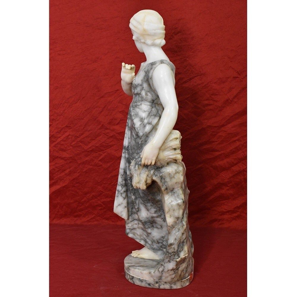Antique Statues, Alabaster And Marble, Woman Sculpture, Signed Pugi, XIX Century. (Stal74) photo Home Decor