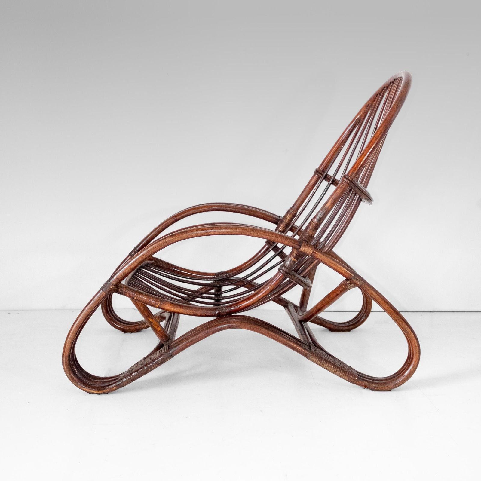 Mid Century Modern Bamboo Armchair In The Style Of Tito Agnoli, Italy 1960s photo furniture