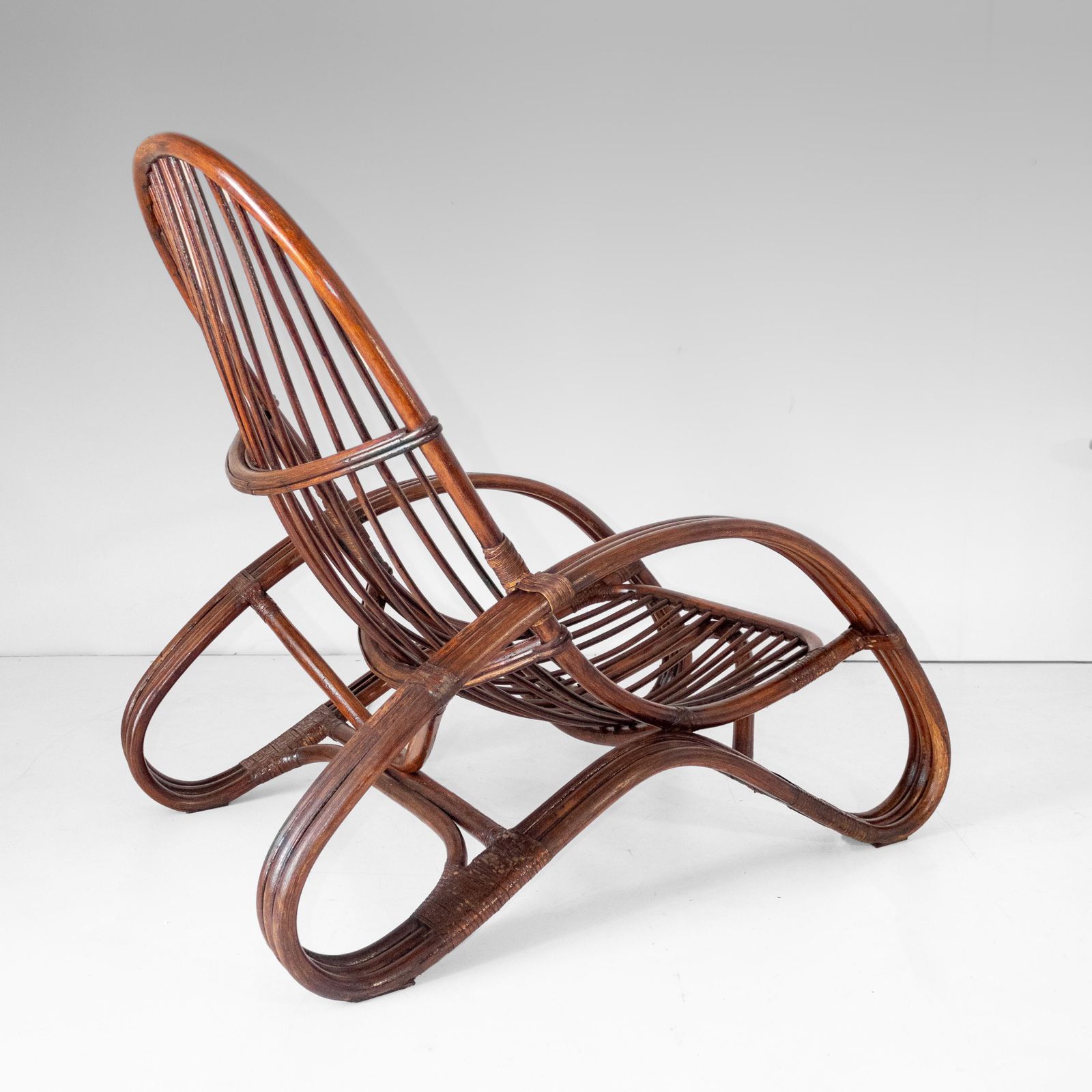 Mid Century Modern Bamboo Armchair In The Style Of Tito Agnoli, Italy 1960s photo for sale