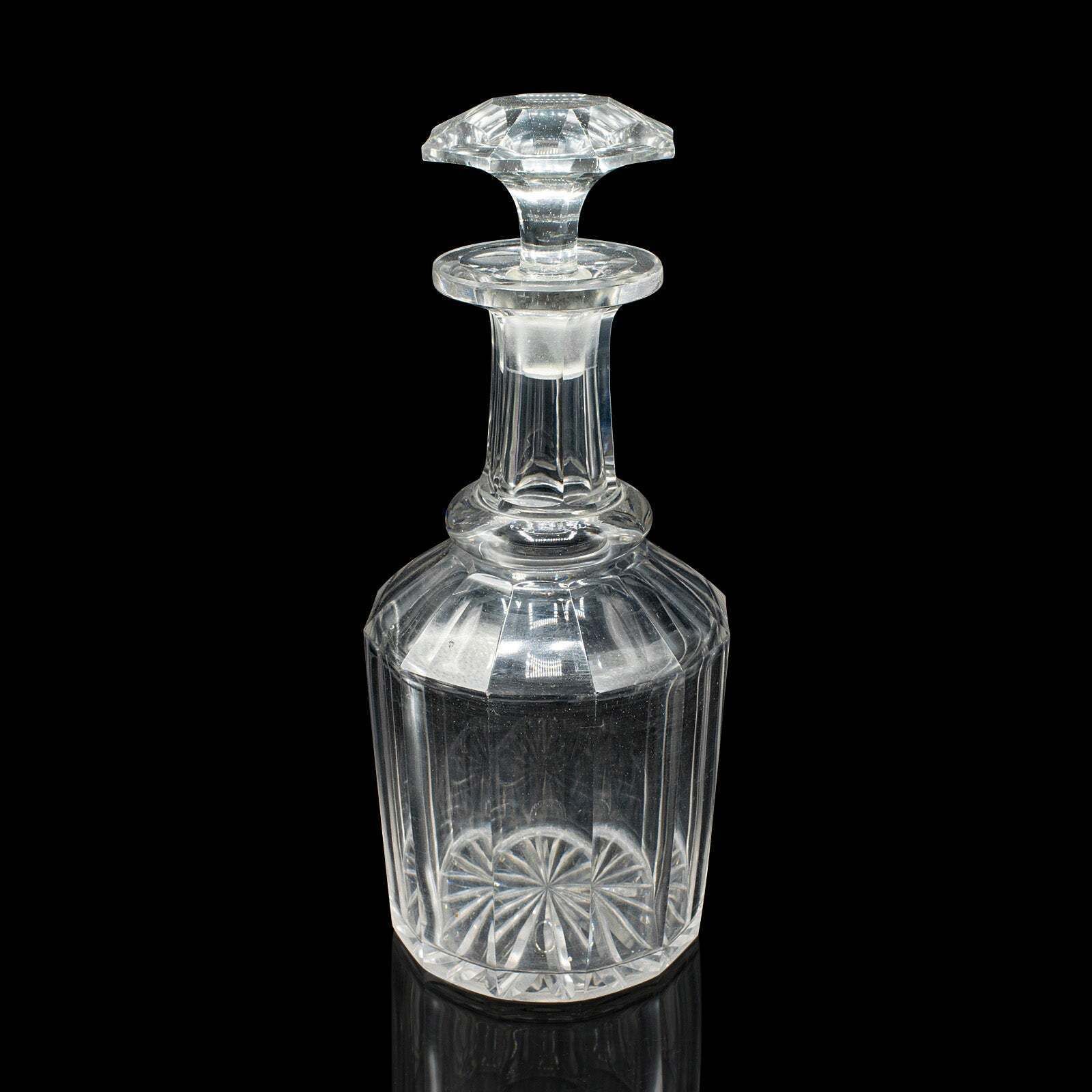 Antique Whiskey Decanter, English, Glass, Scotch, Barware, Victorian, Circa 1900