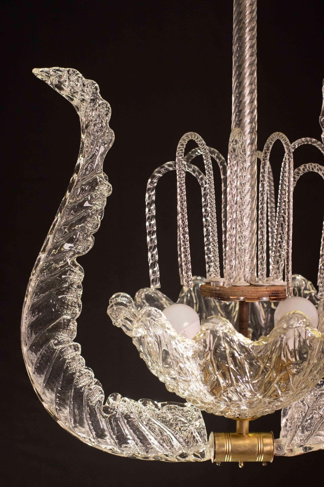 Lighting Set Of 5 Art Decò Fountain Chandelier By Barovier E Toso, Murano Glass, 1940 photo