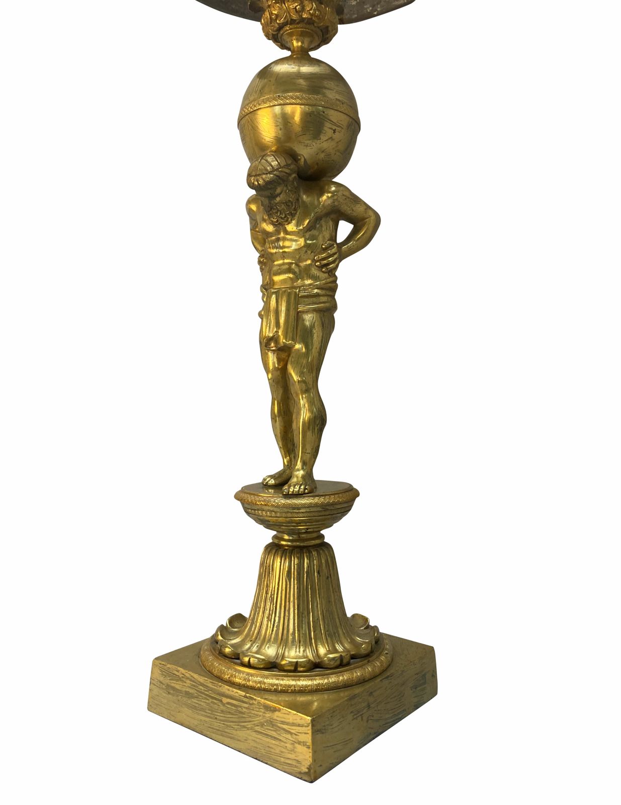 A Large English Regency Gilt Bronze Lamp Depicting Atlas photo furniture