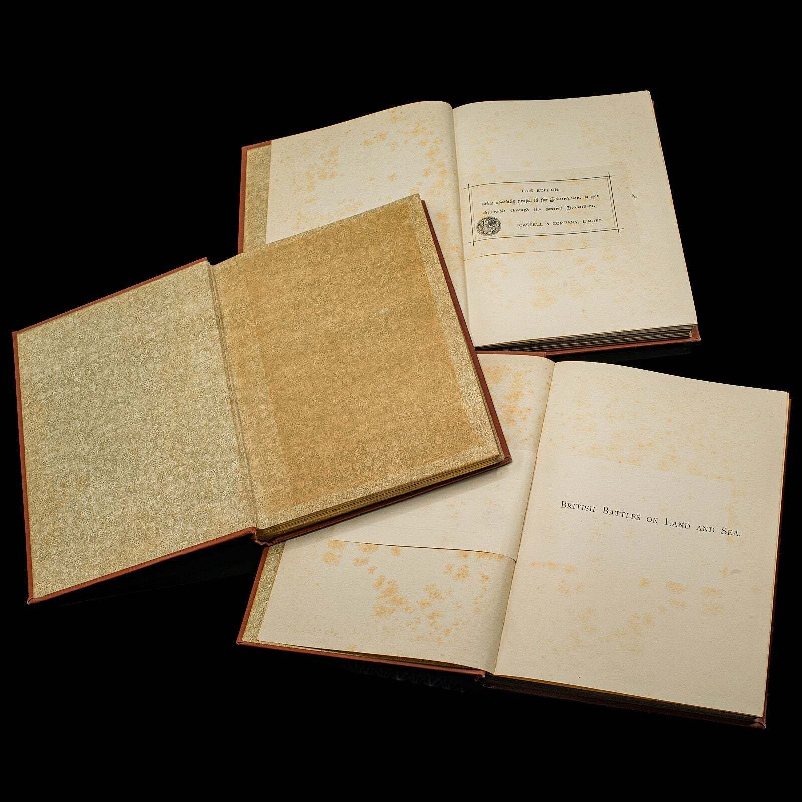 3 Vols British Battles On Land And Sea, Antique, Military Reference Book, C.1900 photo for sale