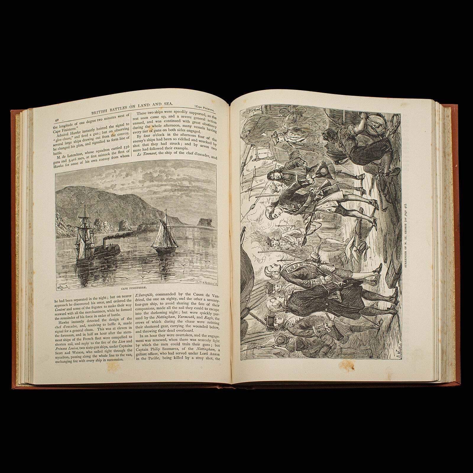 Home Decor 3 Vols British Battles On Land And Sea, Antique, Military Reference Book, C.1900 photo