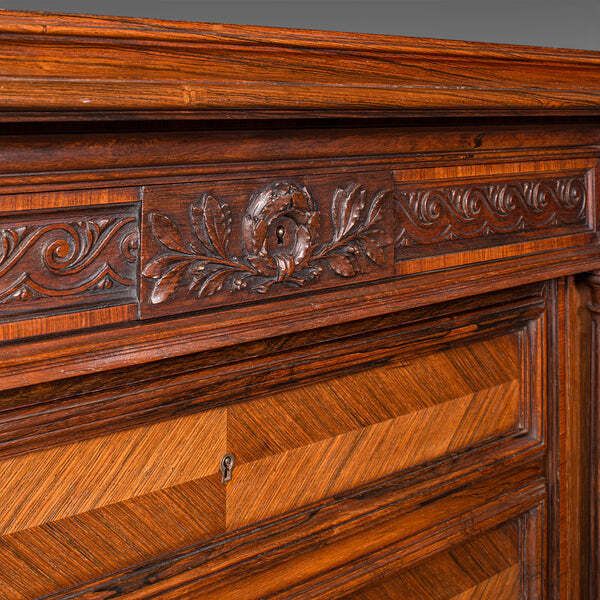Antique Tallboy Correspondence Desk, French, Kingwood, Escritoire, Victorian photo vintage