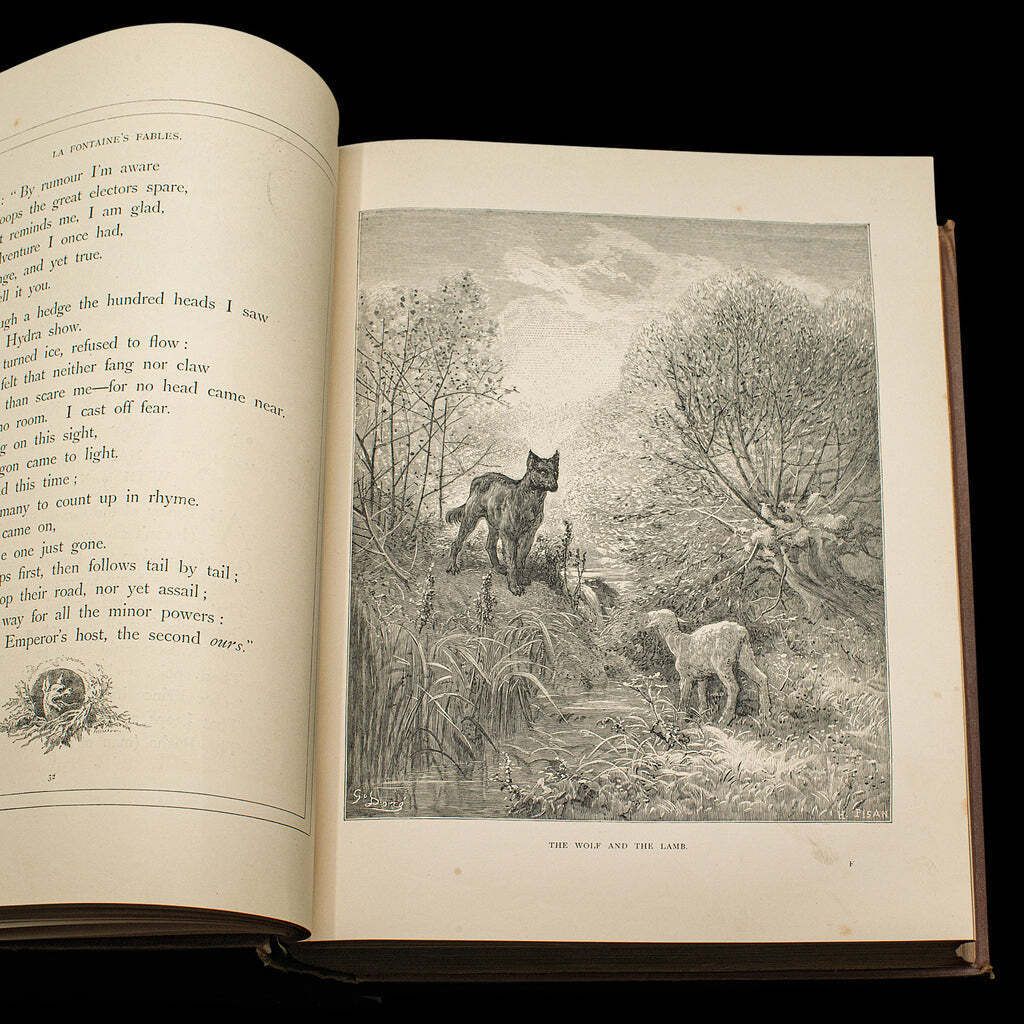photo furniture Antique The Fables Book, Historic Literature, English, Illustrated, Victorian