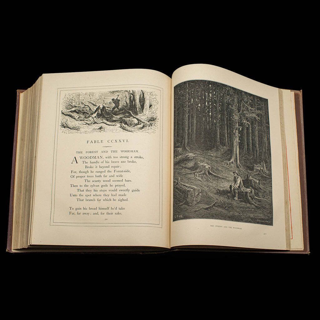 504.0 Antique The Fables Book, Historic Literature, English, Illustrated, Victorian photo