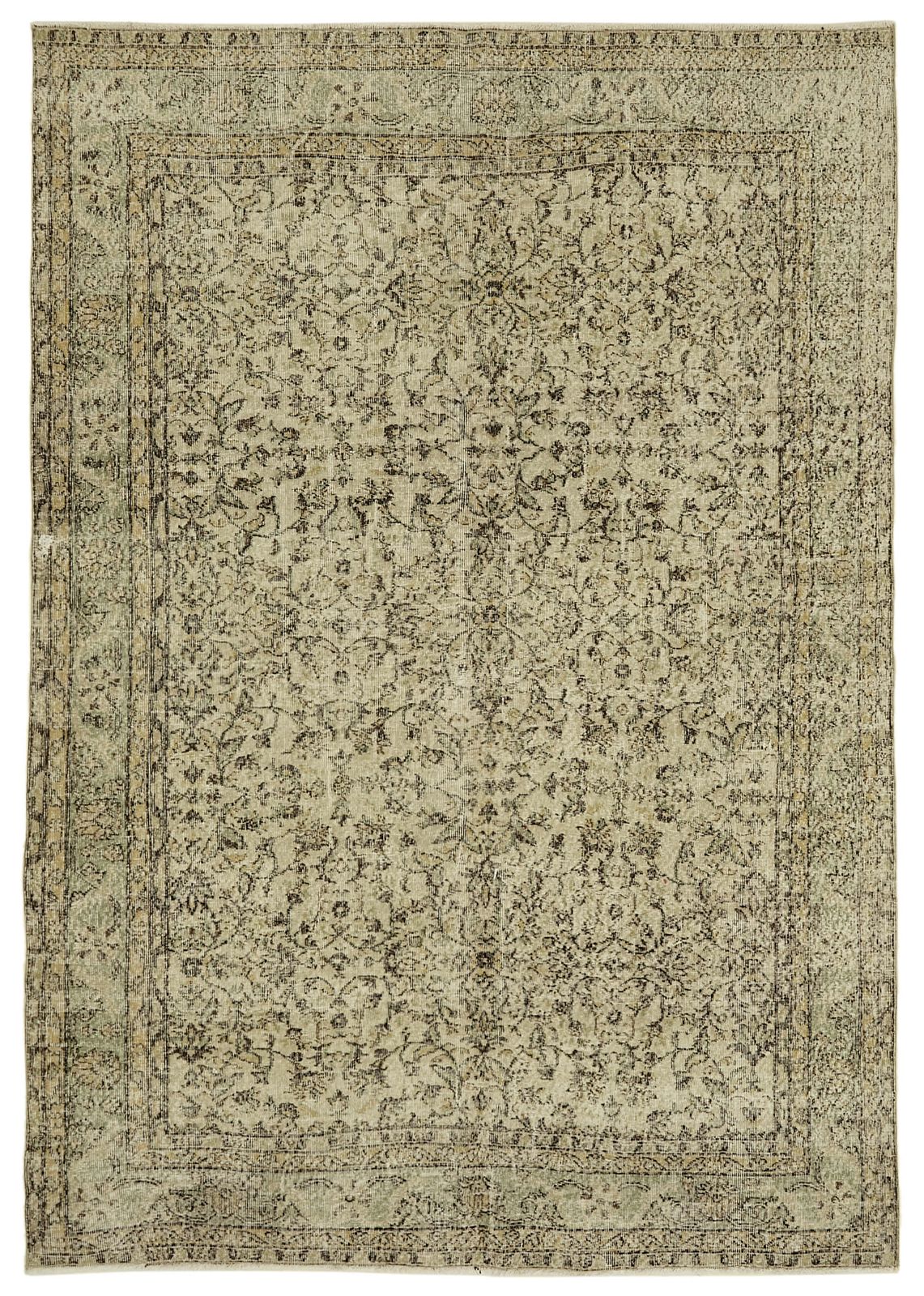 Handmade Beige Turkish Vintage Area Rug 205 Cm X 295 Cm
