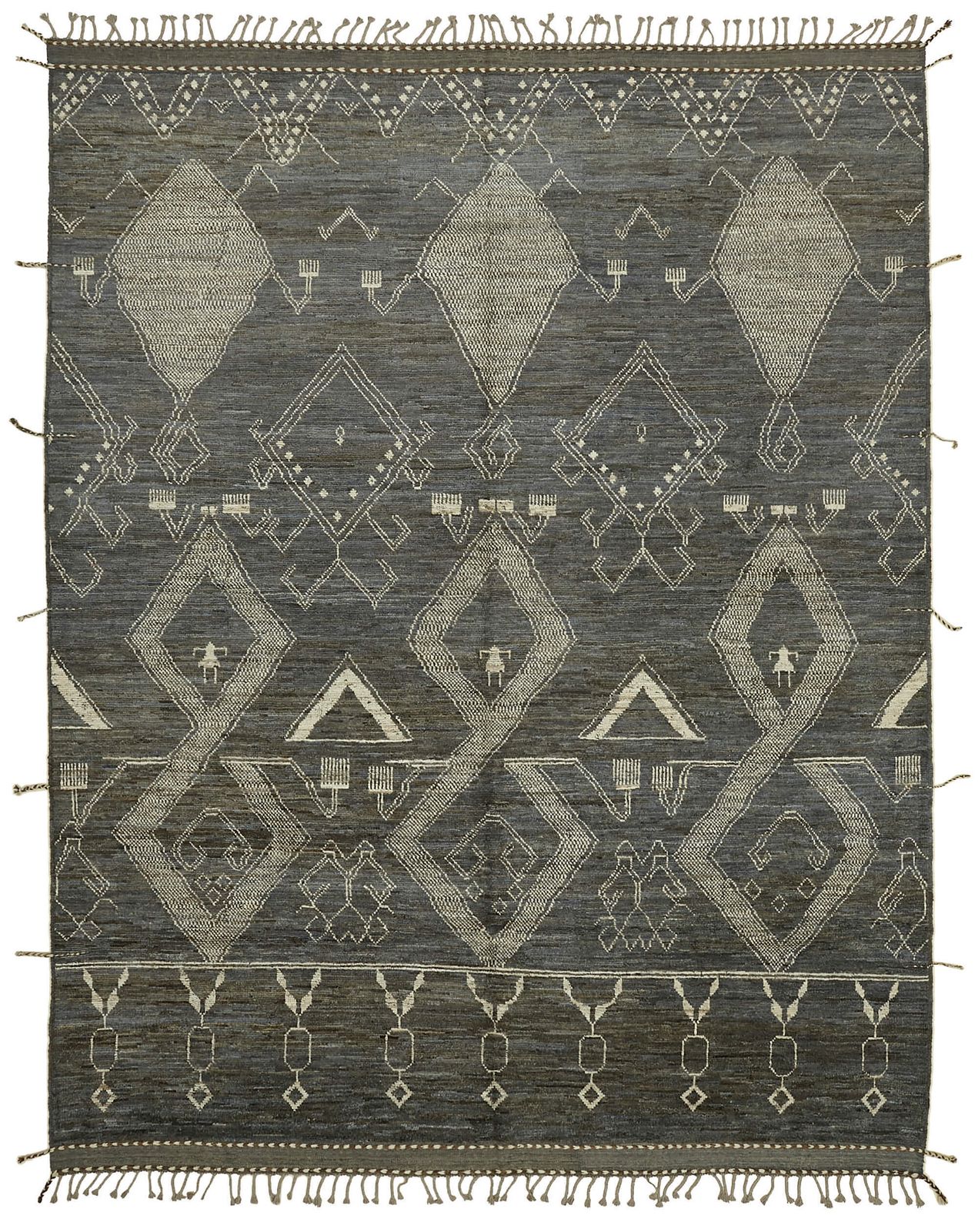 Handmade Grey Modern Tribal Rug 283 Cm X 370 Cm