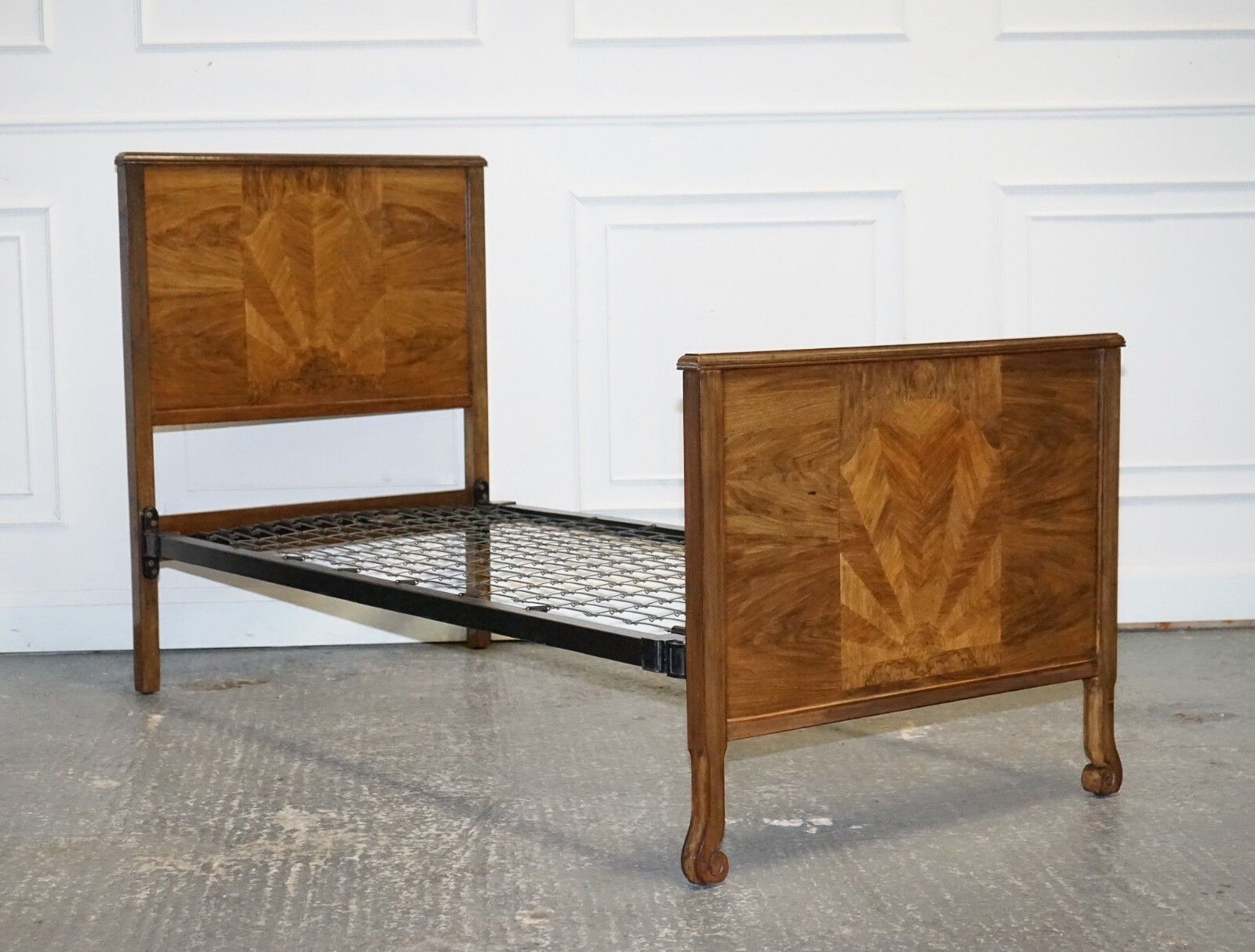Art Deco Burr Walnut Decorative Inlaid Panels Single Bed (1/2) photo furniture
