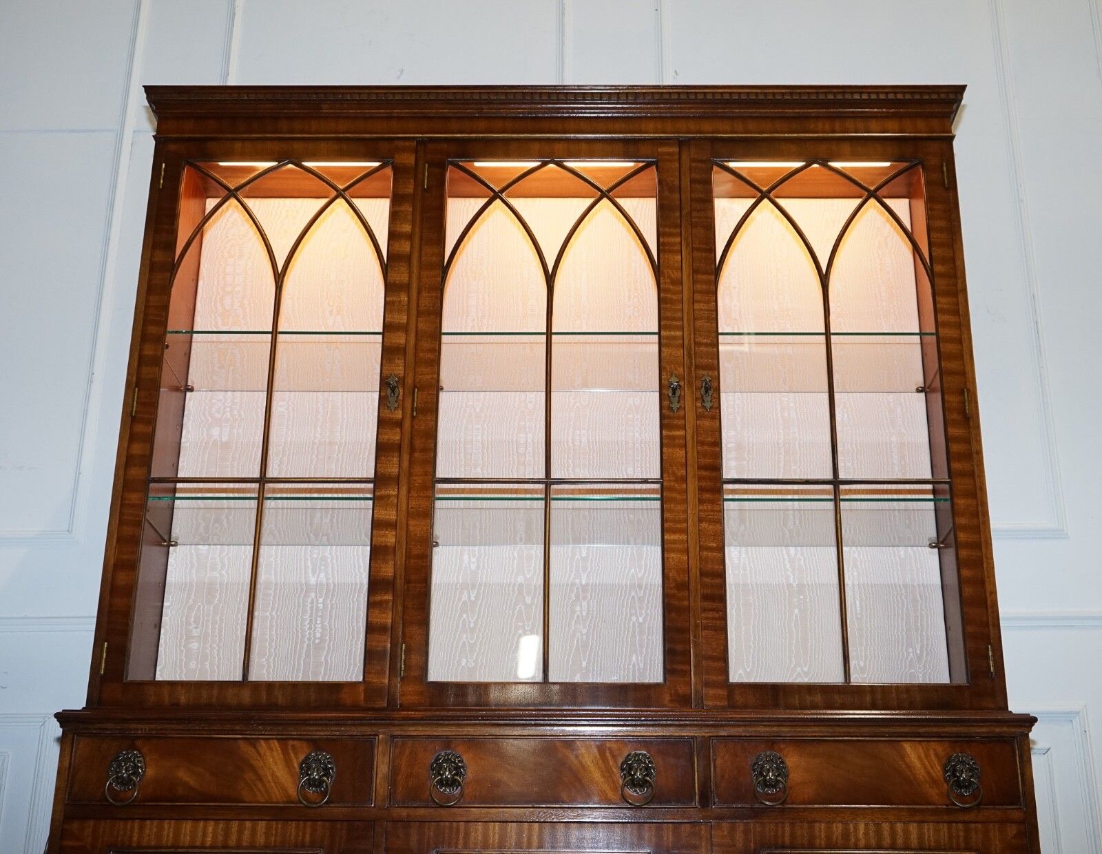 Bevan Funnel Georgian Style Display Cabinet Bookcase Glass Shelves And Lights photo 2100.0