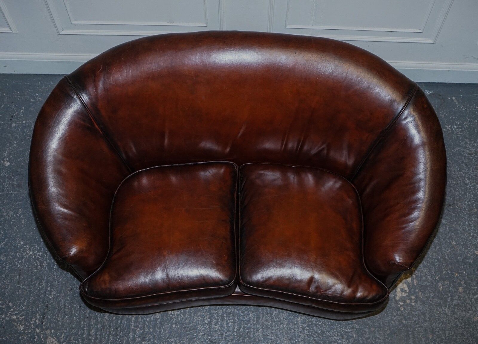 1920's Art Deco Restored Hand Dyed Whiskey Brown Suite Sofa Armchairs Footstools photo vintage