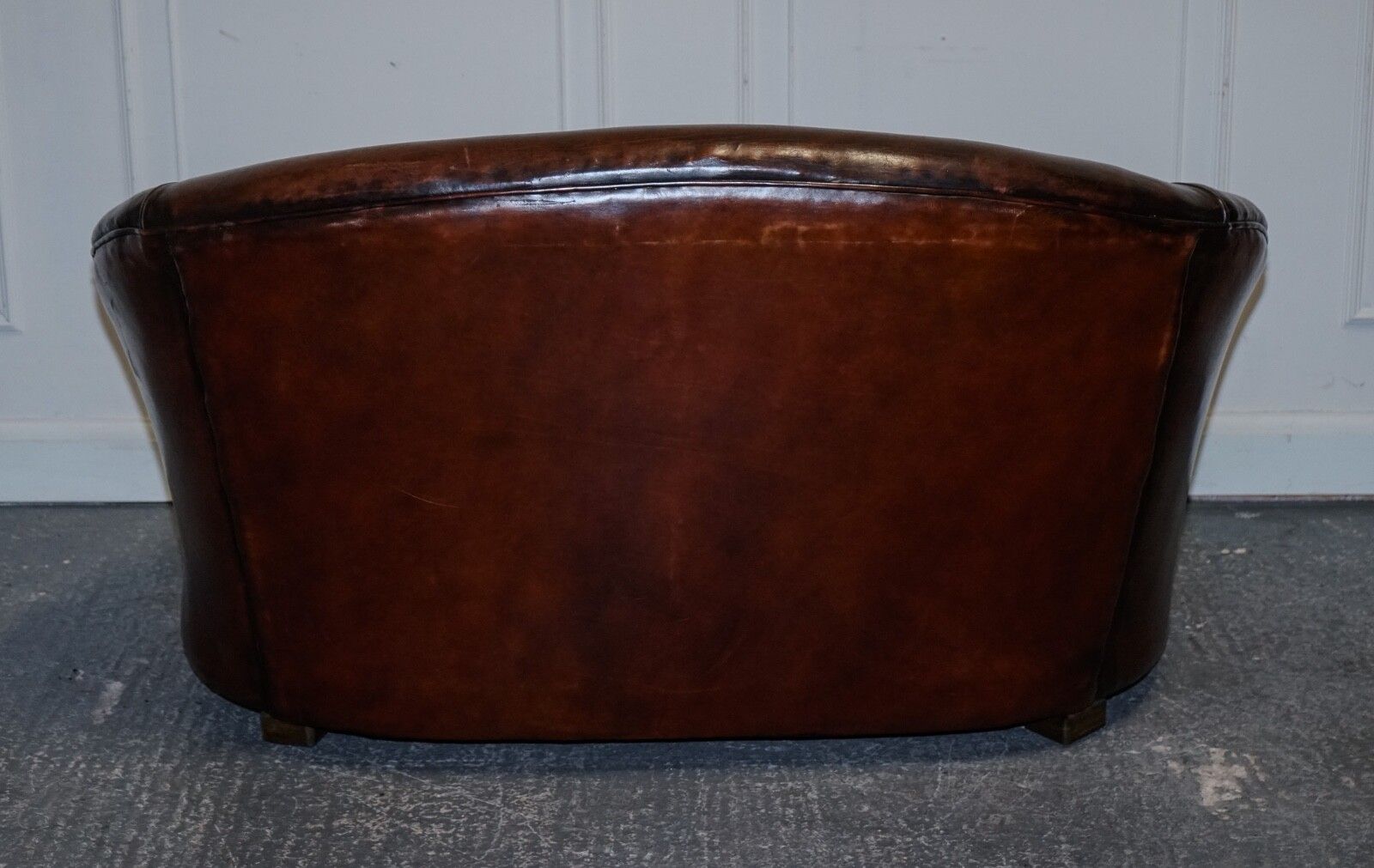 Furniture 1920's Art Deco Restored Hand Dyed Whiskey Brown Suite Sofa Armchairs Footstools photo