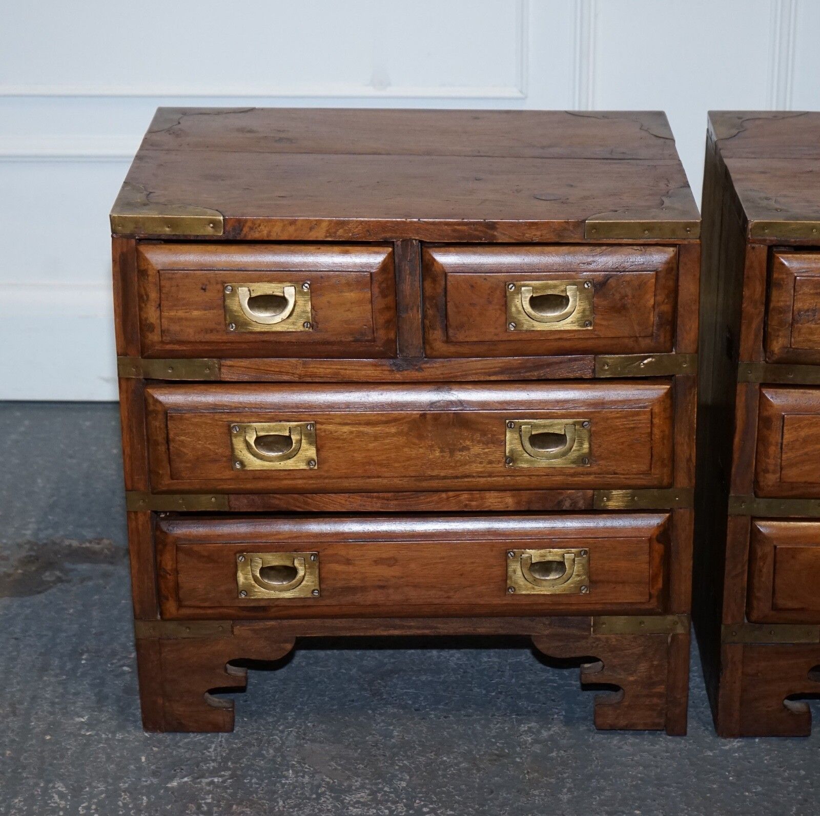 Pair Vintage Military Campaign Bedside Tables Nightstands photo 2500.0