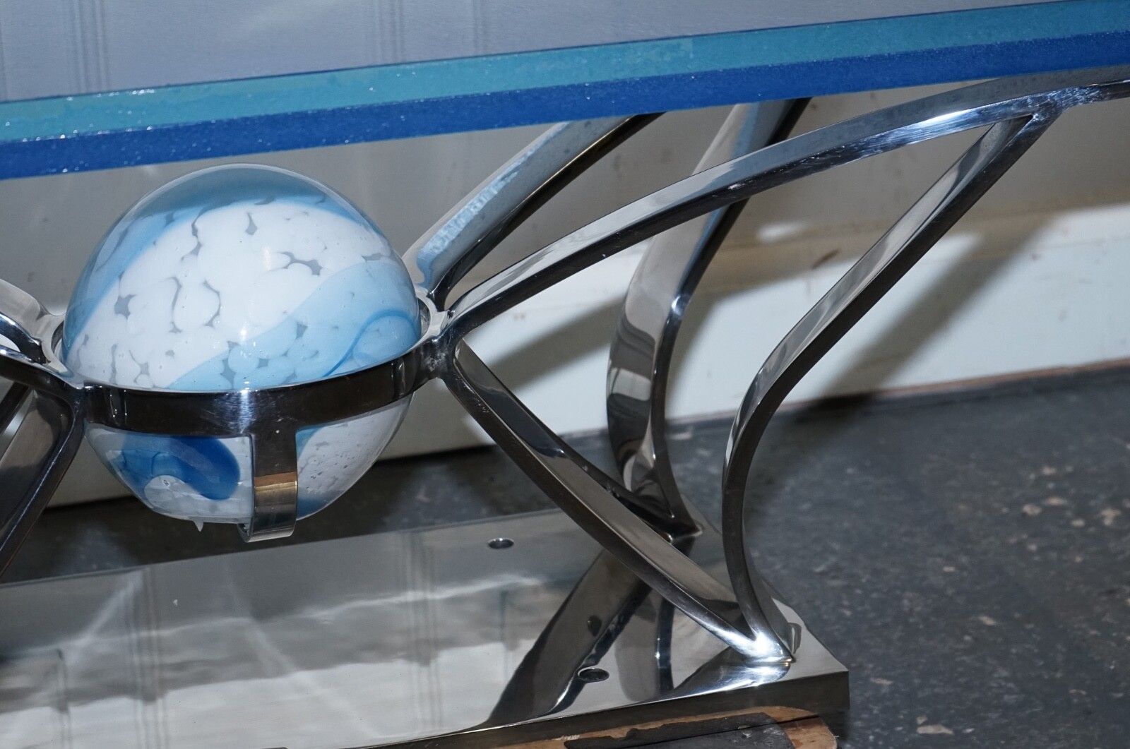 Rare Custom Hand Made Glass Marine Grade Stainless Steel Coffee Table By Soliart photo vintage