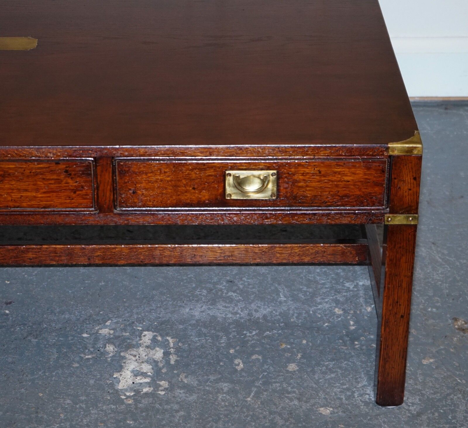 Stunning Military Campaign Reh Kennedy Coffee Table With Three Deep Drawers photo vintage
