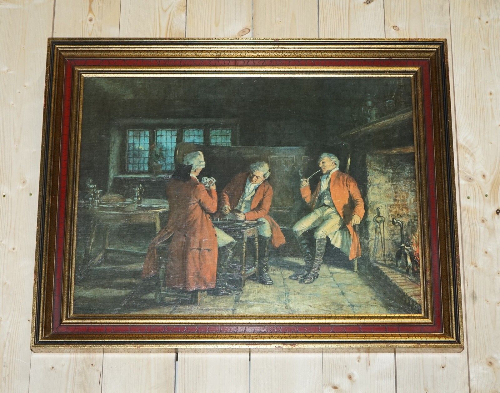 Oil Painting In Manner Of F.M.  Bennett Great Content' Red And Gold Frame photo furniture
