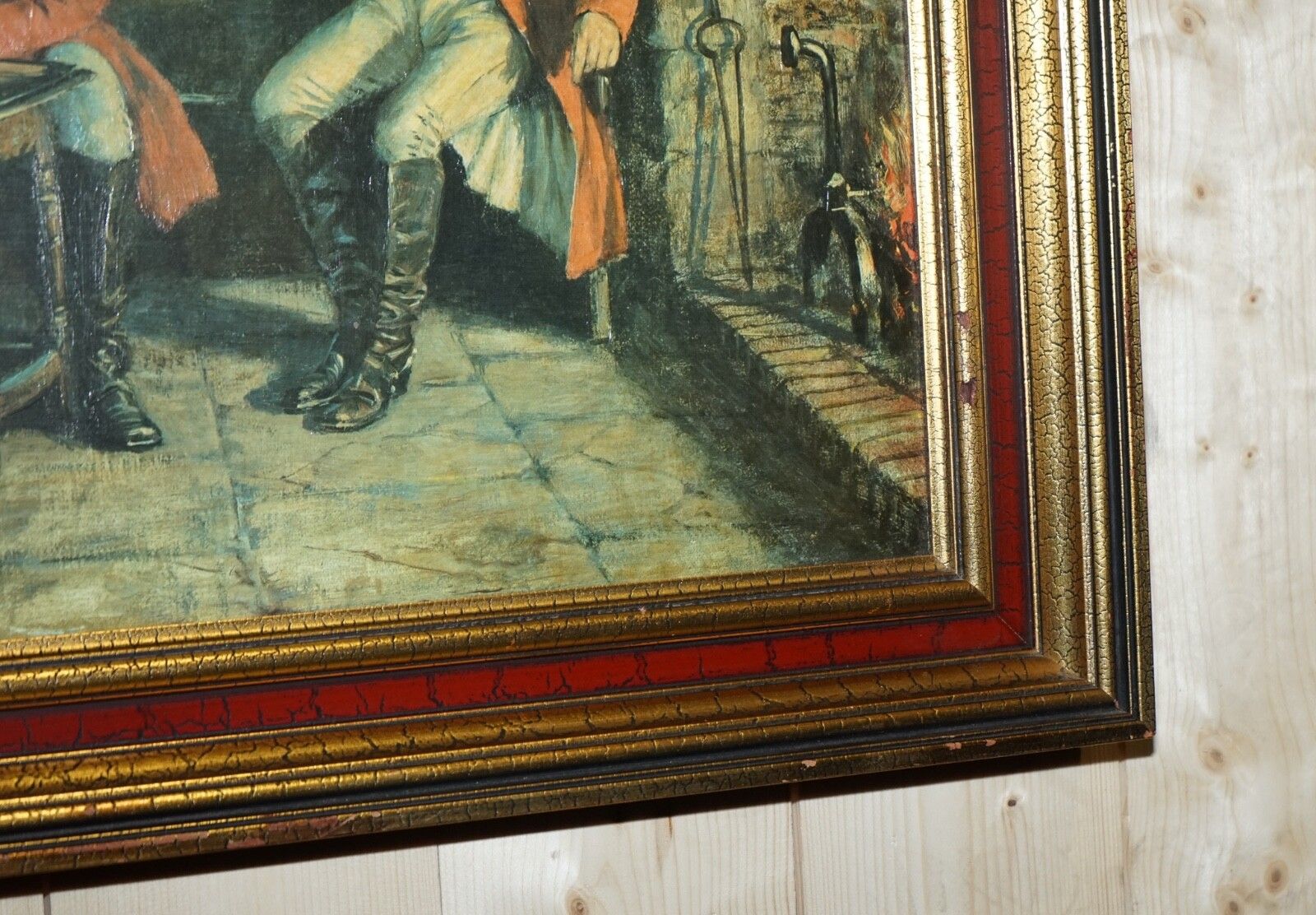 Oil Painting In Manner Of F.M.  Bennett Great Content' Red And Gold Frame photo vinterior