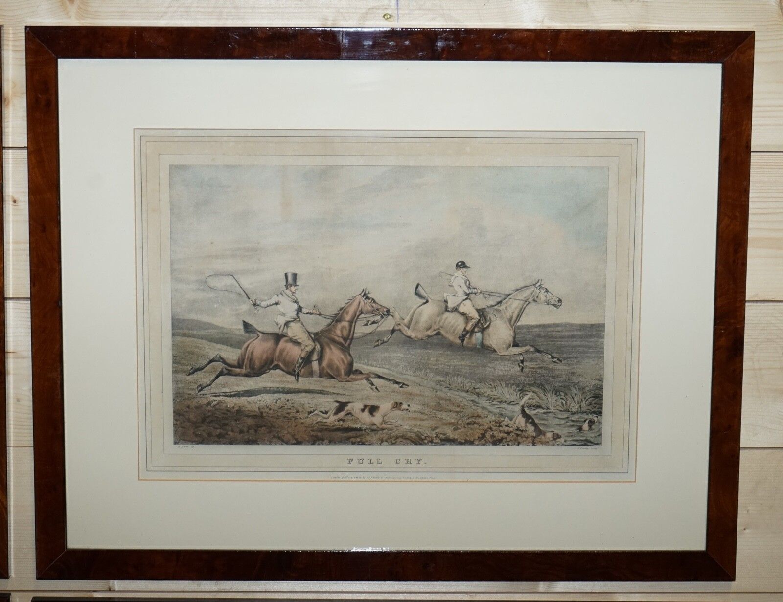 Set Of Four Prints Burr Walnut Frames In The Manner Of Henry Thomas Alken photo Art