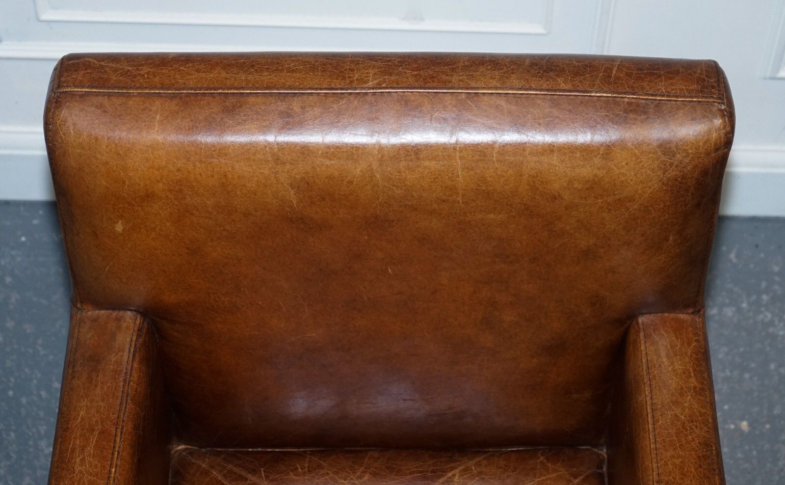 photo buy Vintage Brown Leather Aviator Metal Swivel Office Captains Armchair