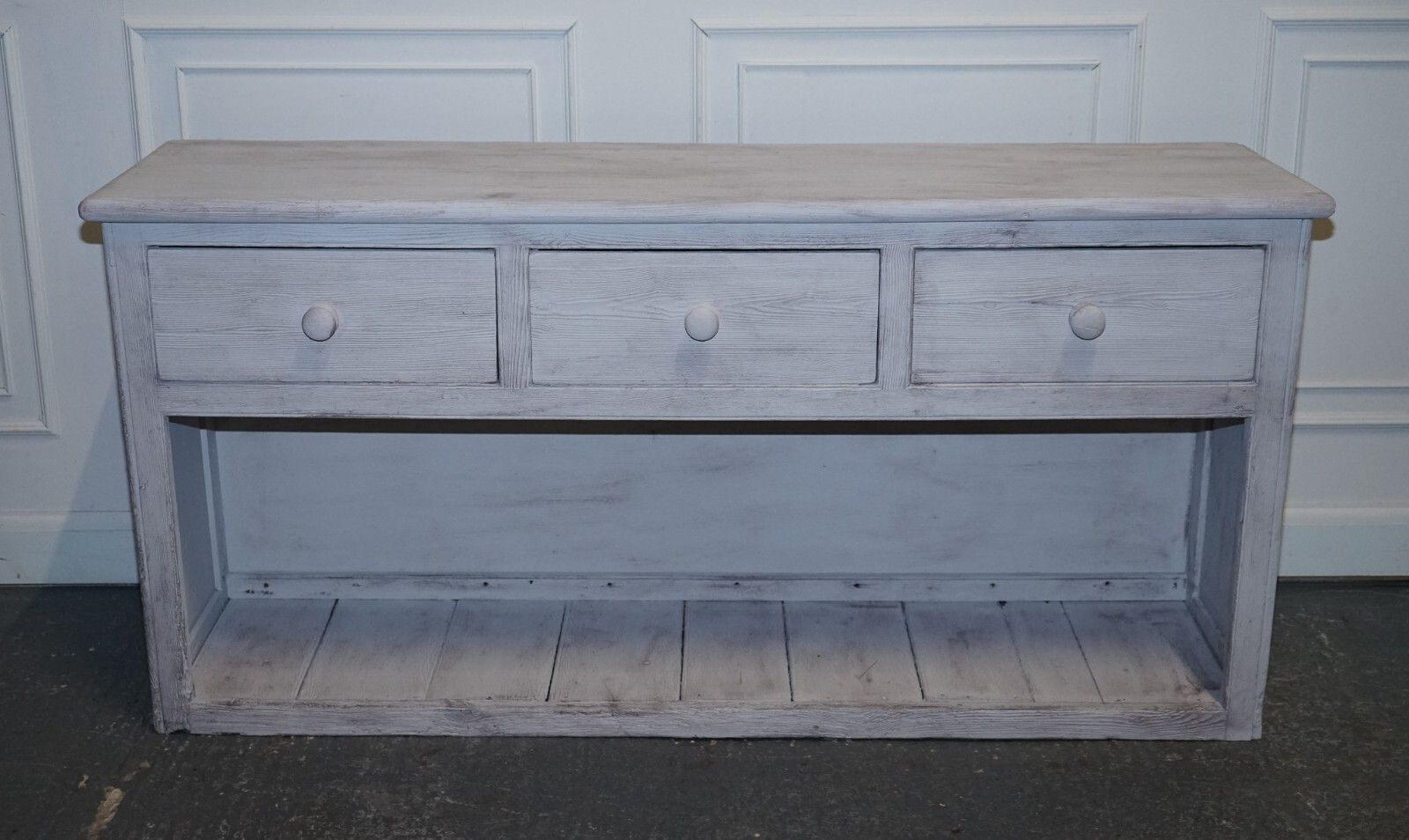Antique Hand Painted English Pine Farmhouse Sideboard With Three Drawers photo 1850.0