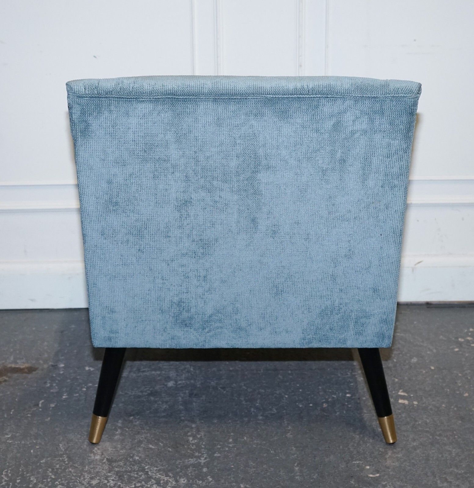 Elegant Pale Blue Velver Side Chair Armchair With Black And Gold Legs photo 250.0