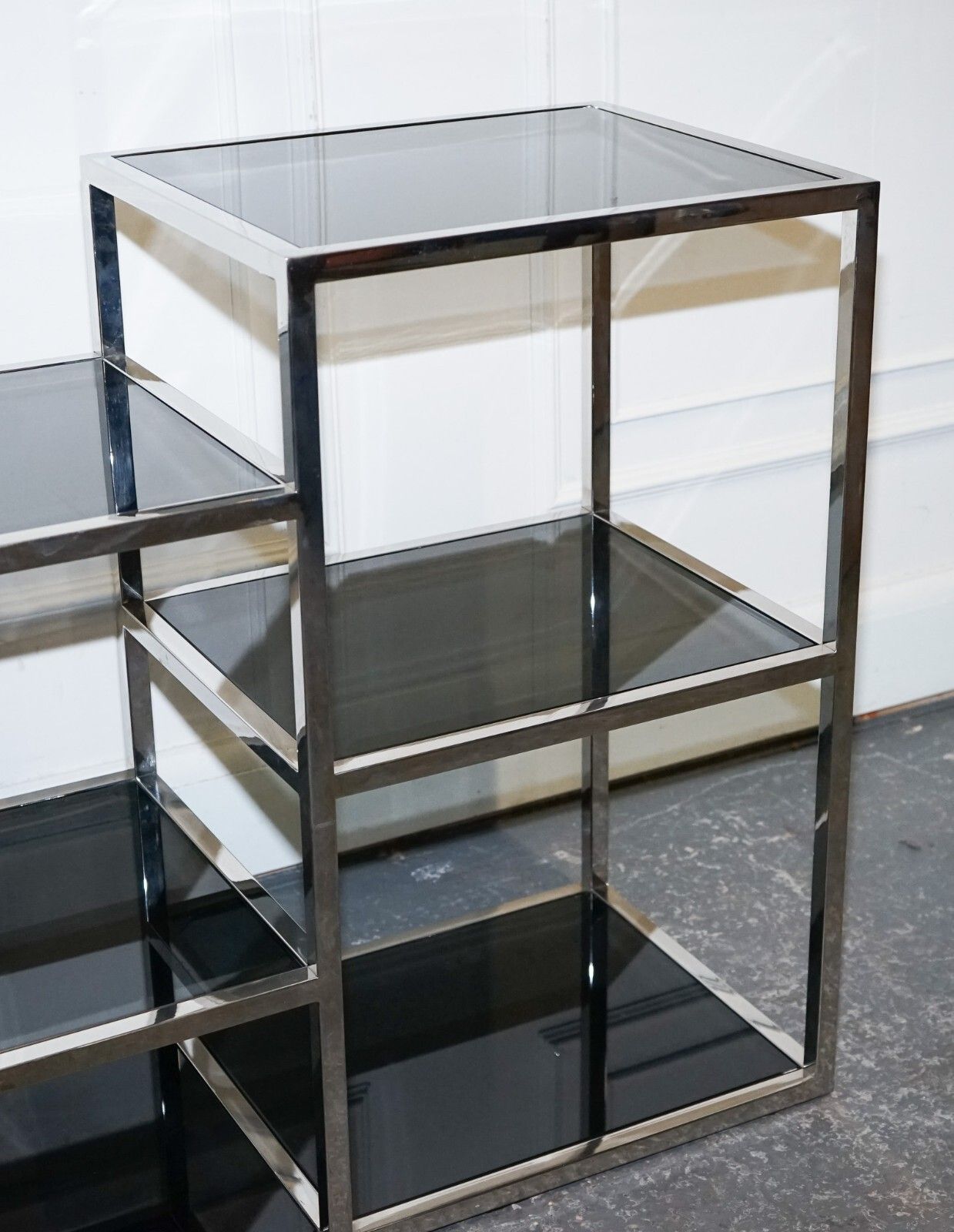 Showroom Casa Padrino Smoked Glass Polished Stainless Steel Console Table photo vintage