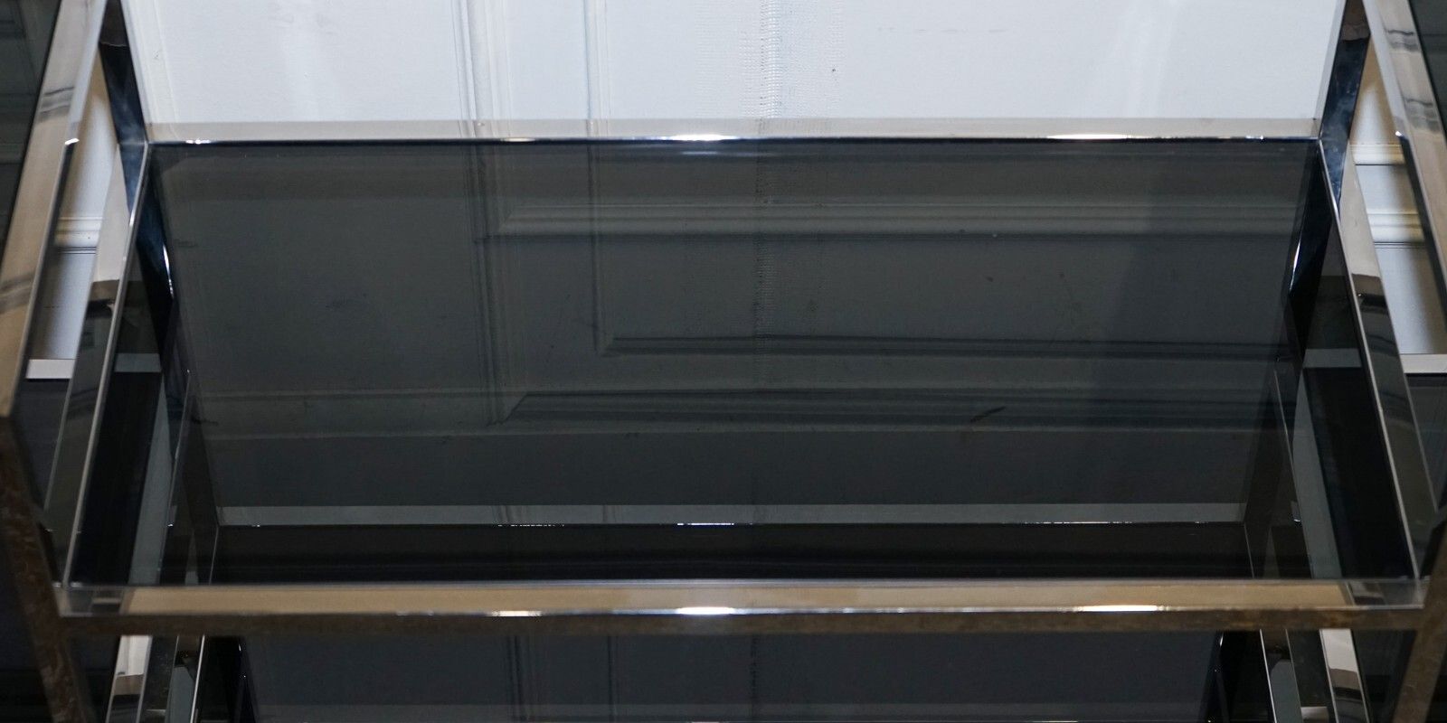 photo for sale Showroom Casa Padrino Smoked Glass Polished Stainless Steel Console Table