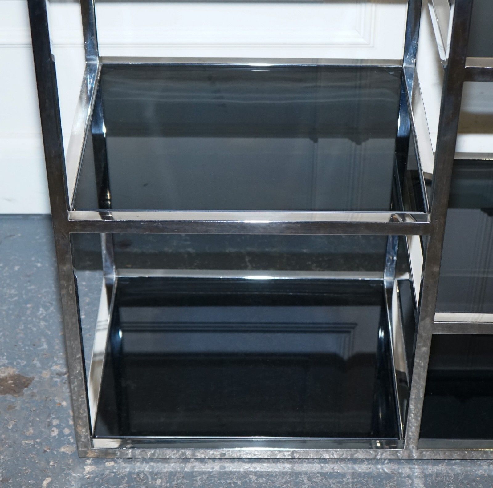 photo buy Showroom Casa Padrino Smoked Glass Polished Stainless Steel Console Table