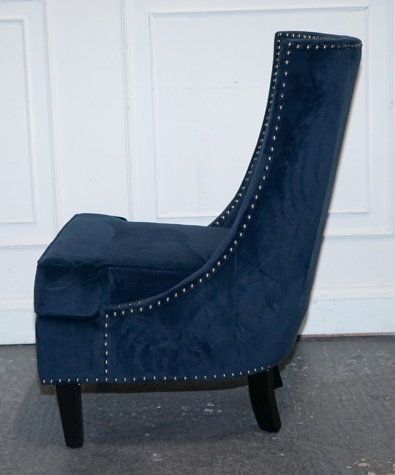 photo for sale Cotswold Luxe Ex Showroom Navy Slipper Chair With Silver Stud Detail