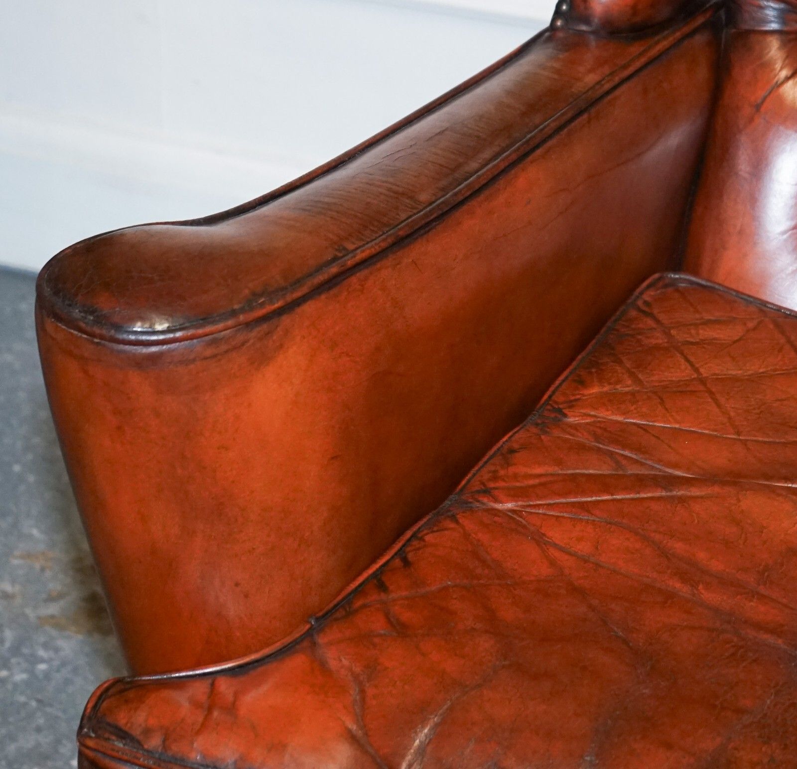 Pair Of William Morris Flat Arm Chesterfield Wingback Bordeaux Armchairs photo vintage