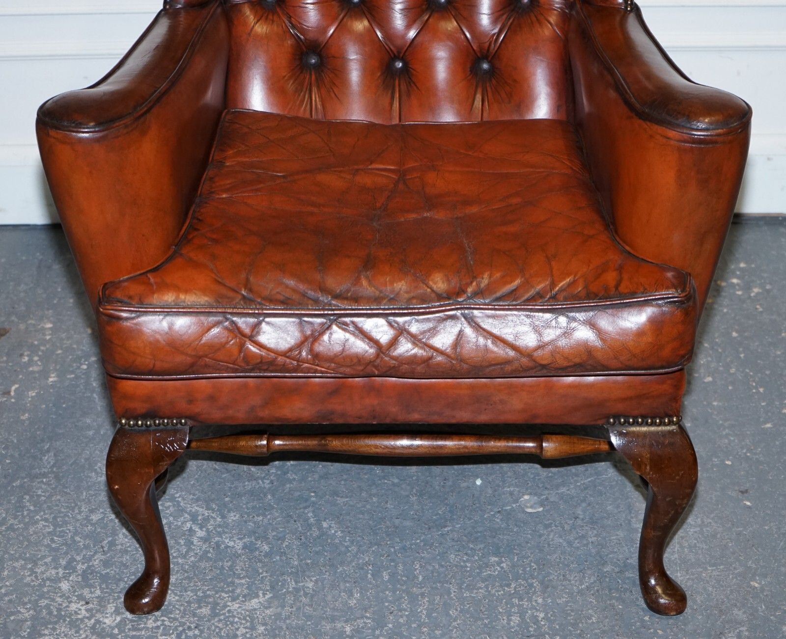 photo for sale Pair Of William Morris Flat Arm Chesterfield Wingback Bordeaux Armchairs
