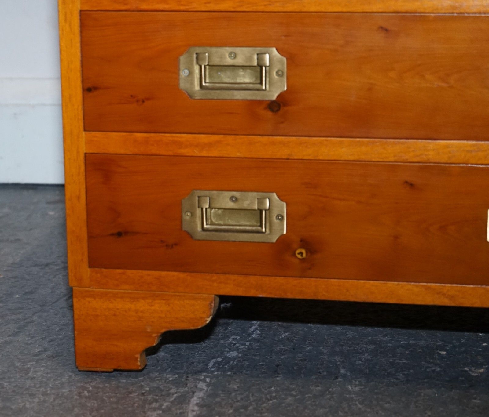 Pair Of Vintage Military Campaign Yew Wood Chest Of Drawers End Tables photo buy