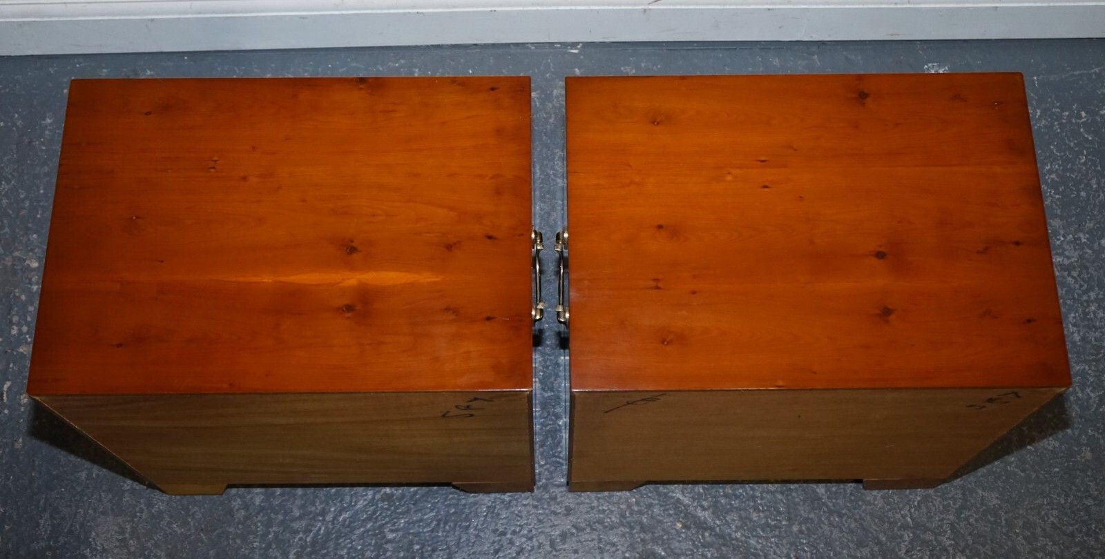 Pair Of Vintage Military Campaign Yew Wood Chest Of Drawers End Tables photo vintage