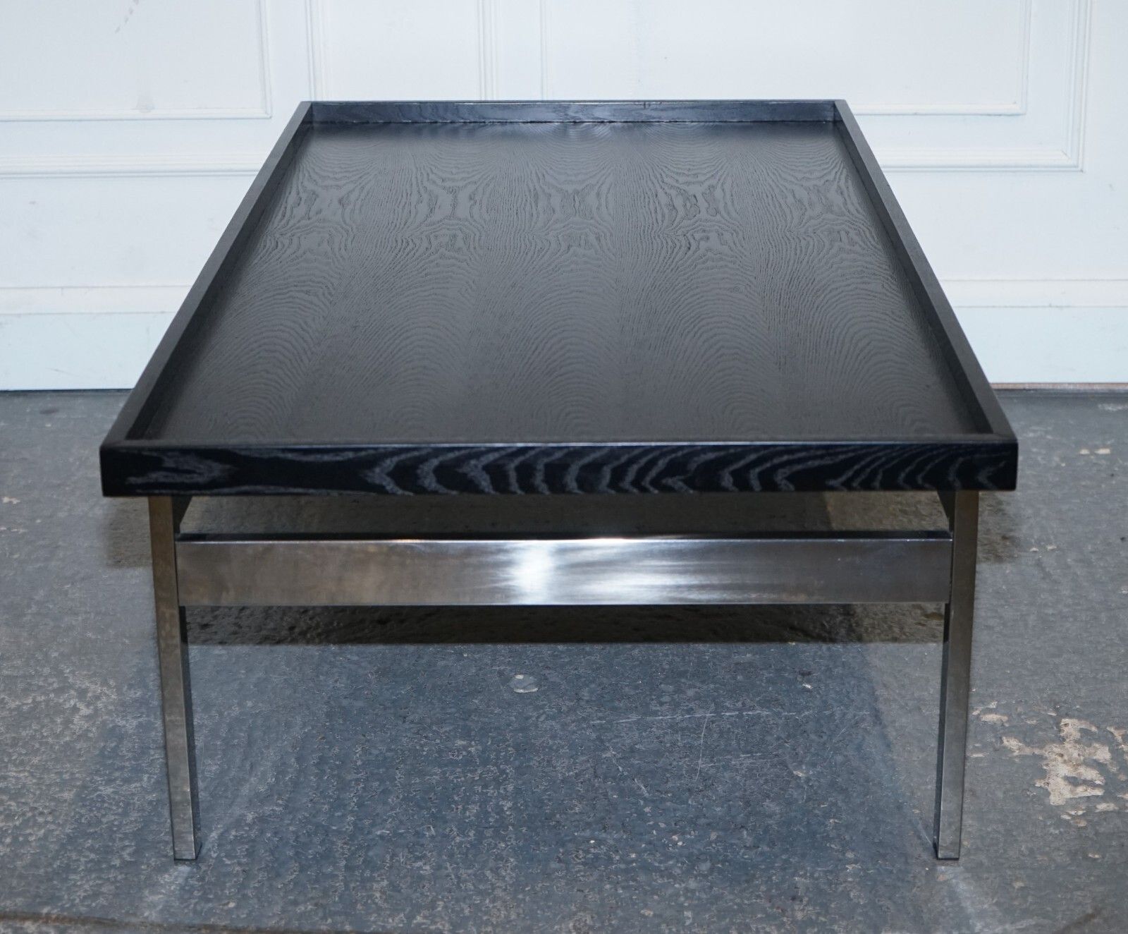 photo furniture Casa Padrino Art Deco Style Black Top And Stainless Steel Coffee Table