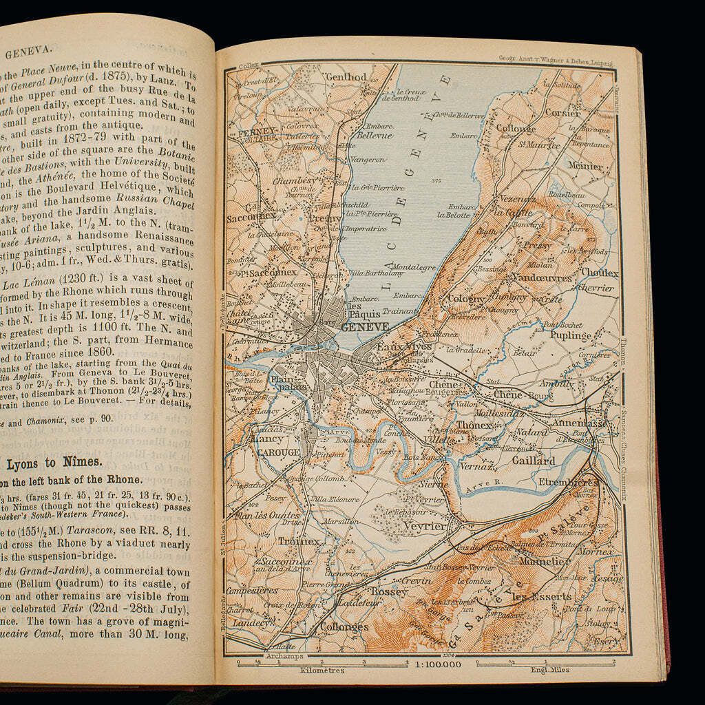 Small Antique Baedeker's South Eastern France Guide Book, Victorian, Travel Maps photo buy