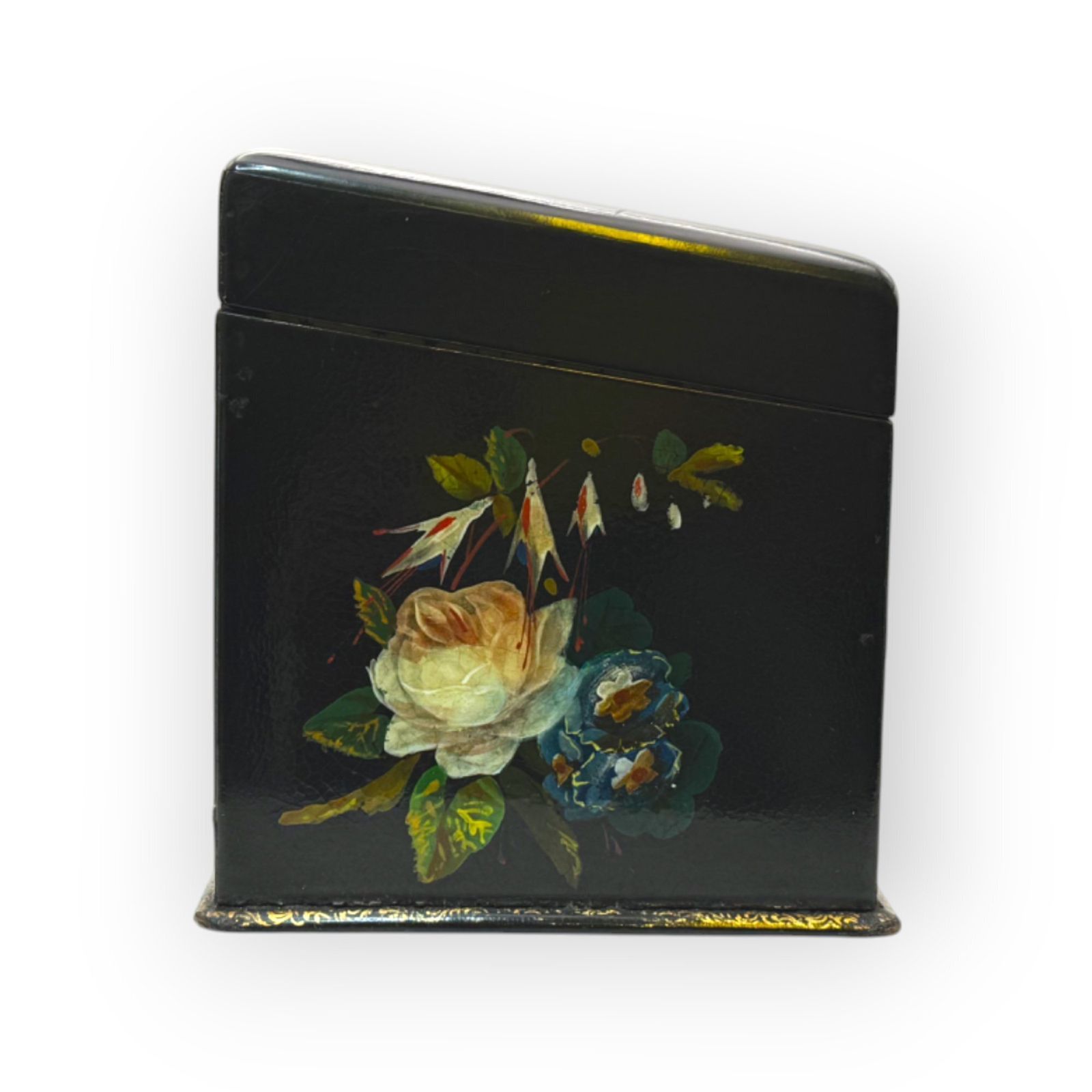 Victorian Papier Mache Painted Stationary Box, C.1890 photo 295.0