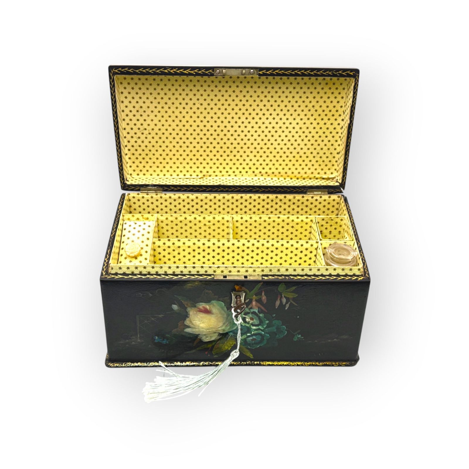 Victorian Papier Mache Painted Stationary Box, C.1890 photo vintage