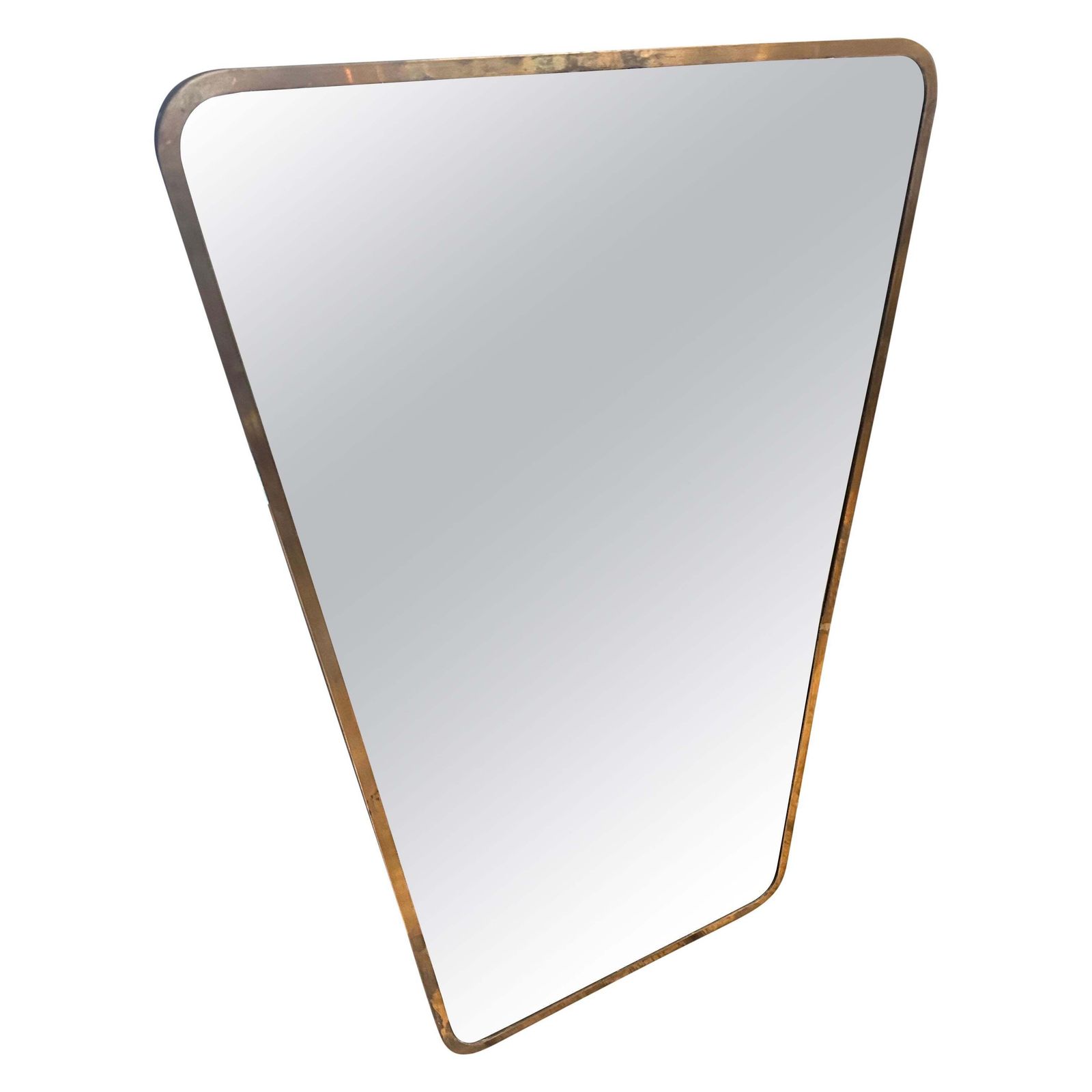 1950s Gio Ponti Style Mid Century Modern Brass Italian Wall Mirror