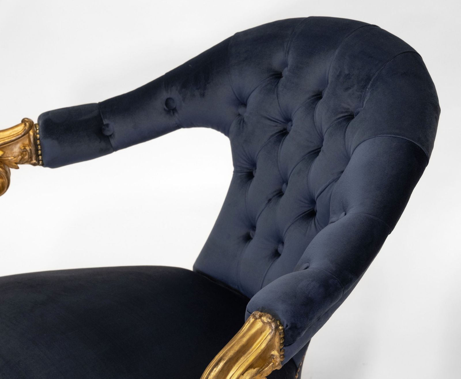 photo for sale Pair Mid 19th Century Giltwood & Velvet Salon Armchairs