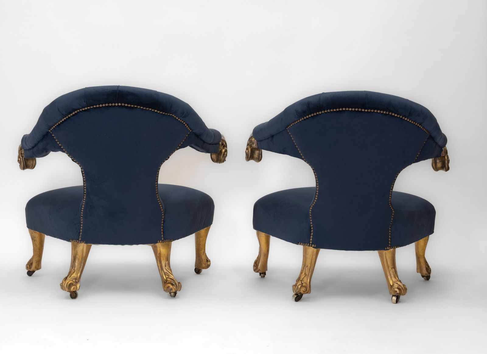 photo vinterior Pair Mid 19th Century Giltwood & Velvet Salon Armchairs