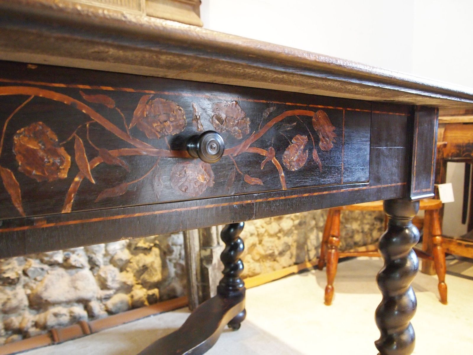 Table Stunning Rare Marquetry George II Oak C1740 photo for sale