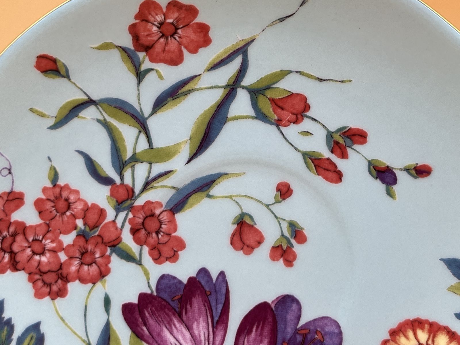Wedgwood China Harlequin Collection Turquoise Crocus Design Footed Tea Cup And Saucer Duo. photo Home Decor