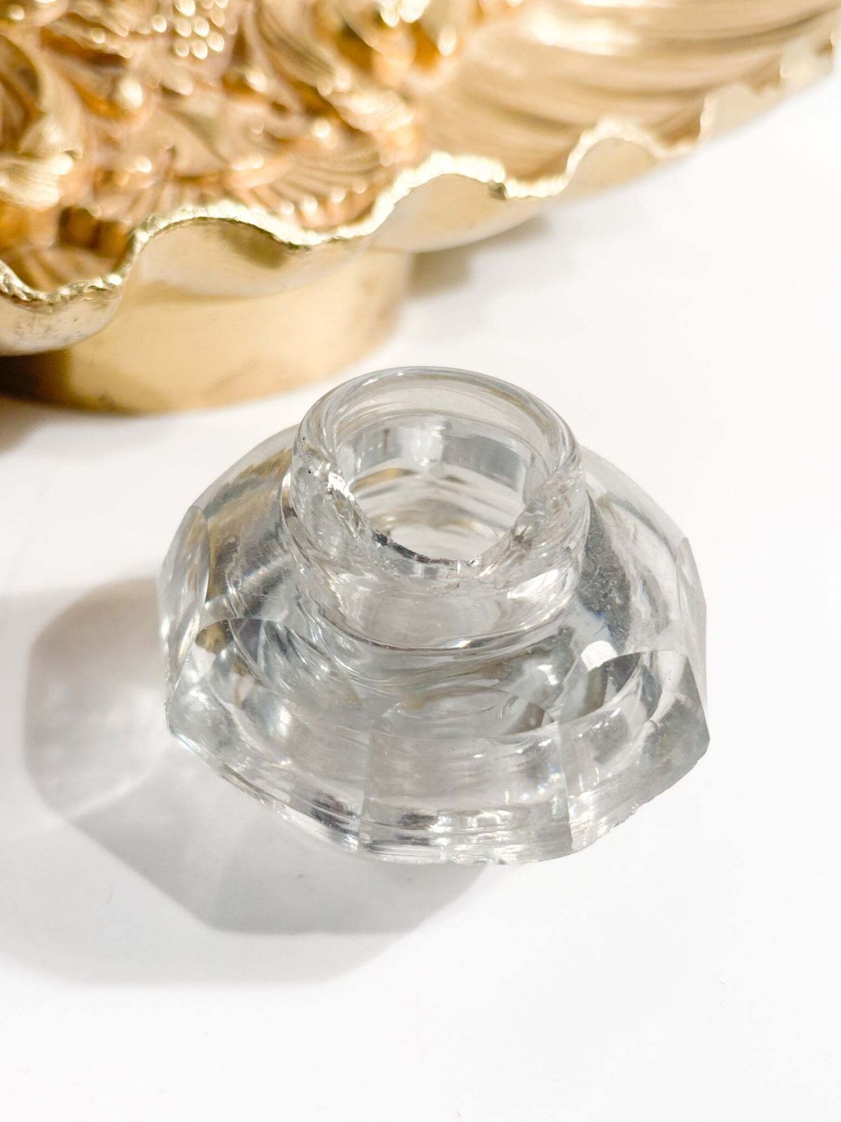 photo for sale Gilded Bronze Inkwell And Crystal Bottles 20th Century