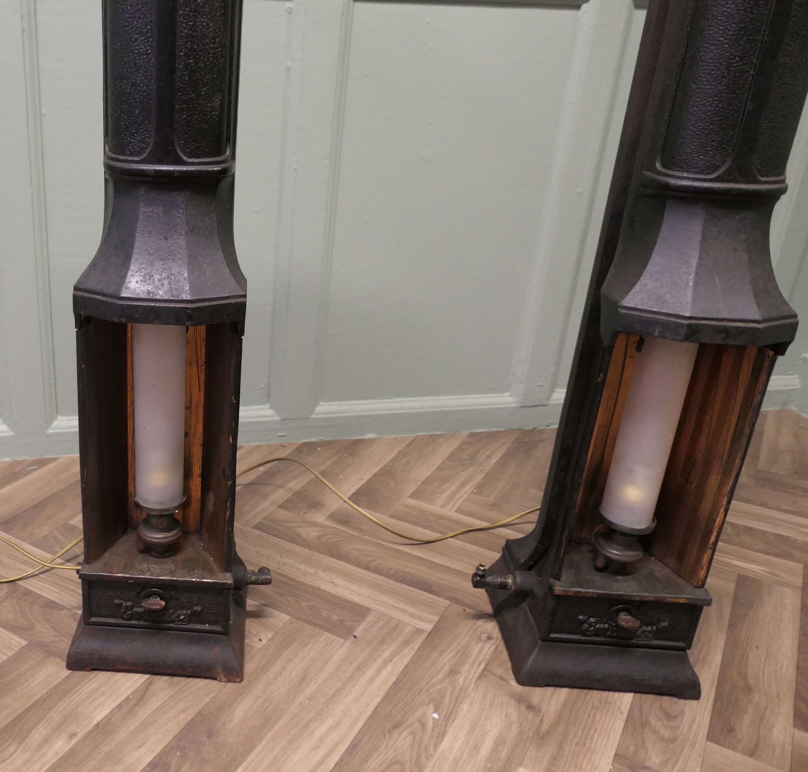 A Pair Of French Cast Iron Green House Heater Lamps photo vinterior