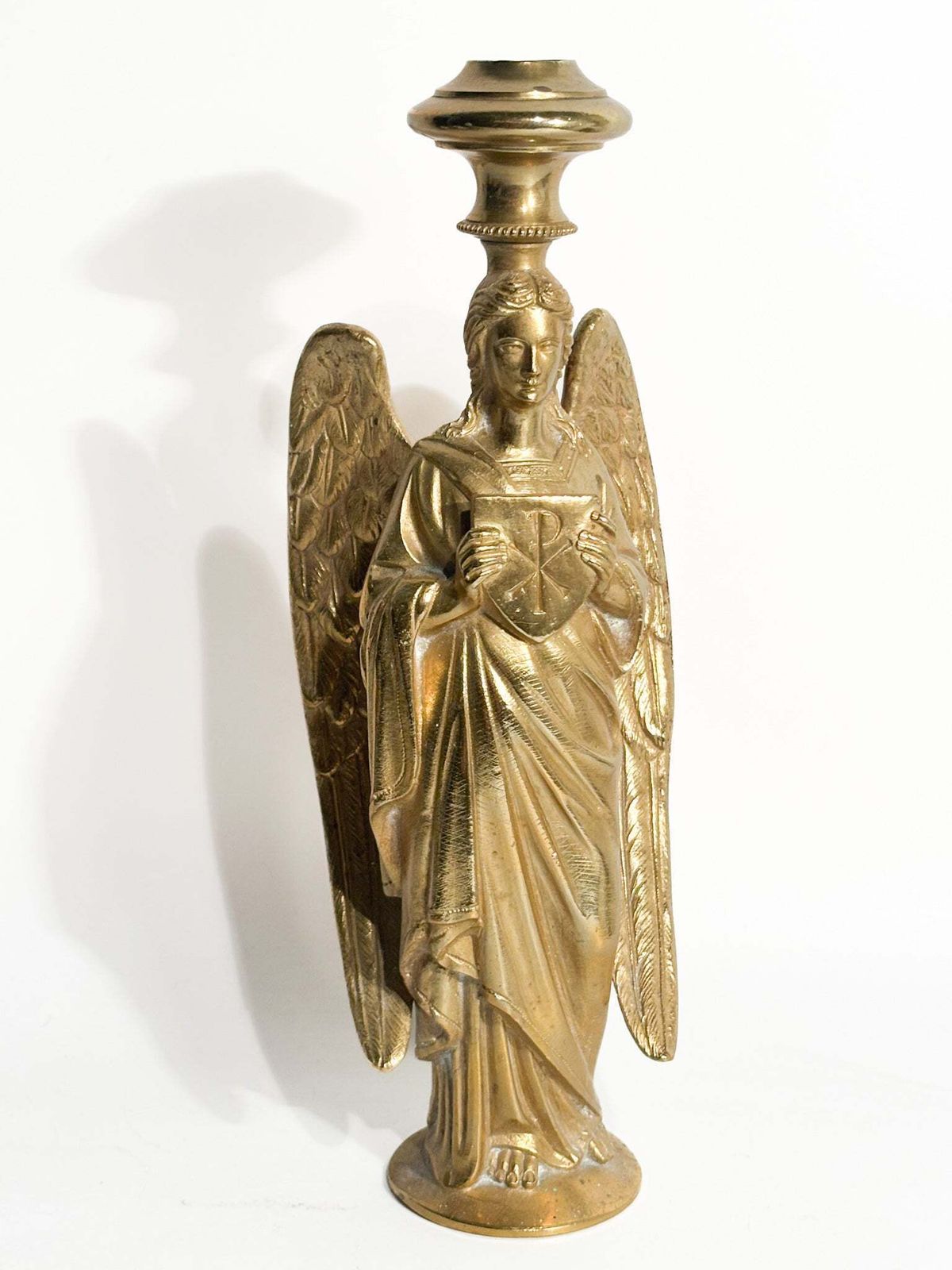 Single Candlestick With Angel In Gilded Bronze France 20th Century