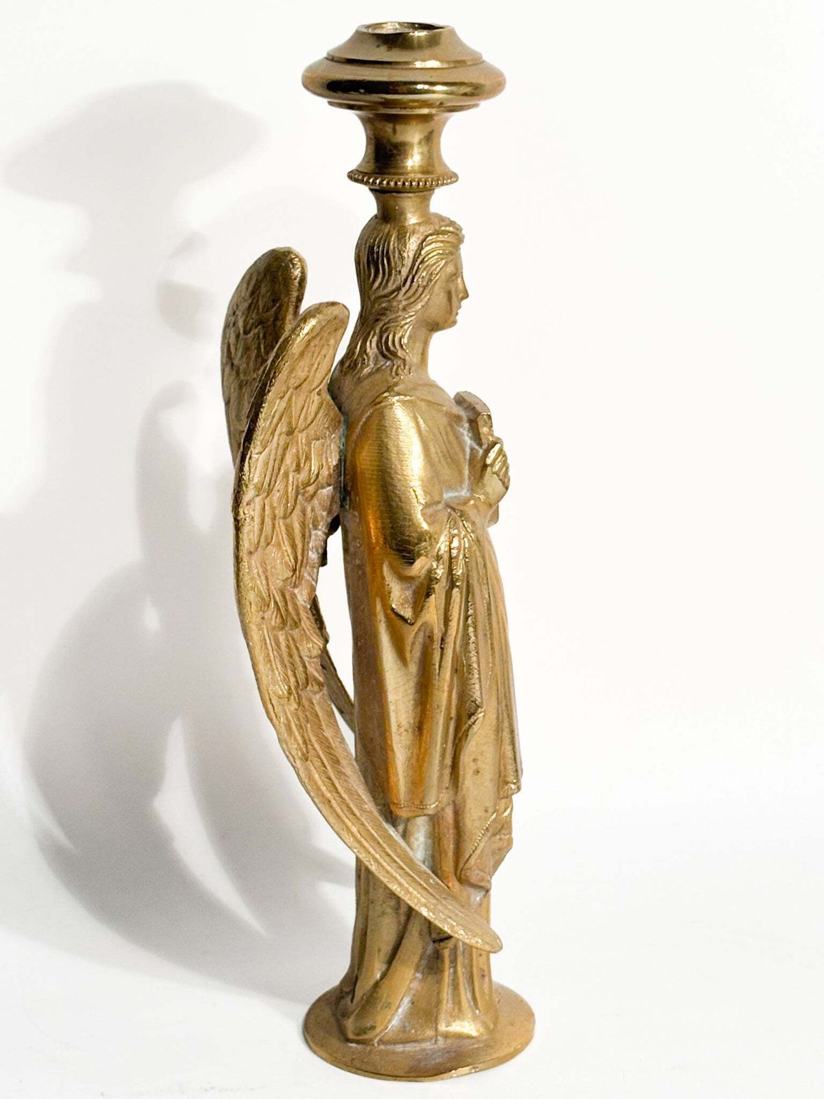 Single Candlestick With Angel In Gilded Bronze France 20th Century photo vinterior